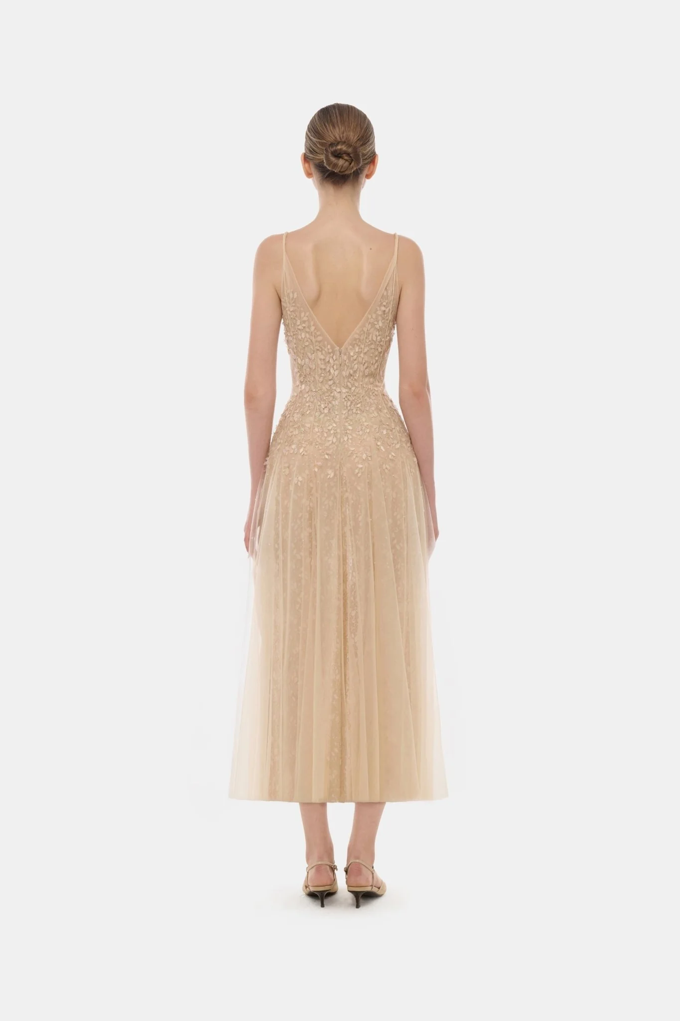 Pastel Deep-V Midi Dress - Image 4