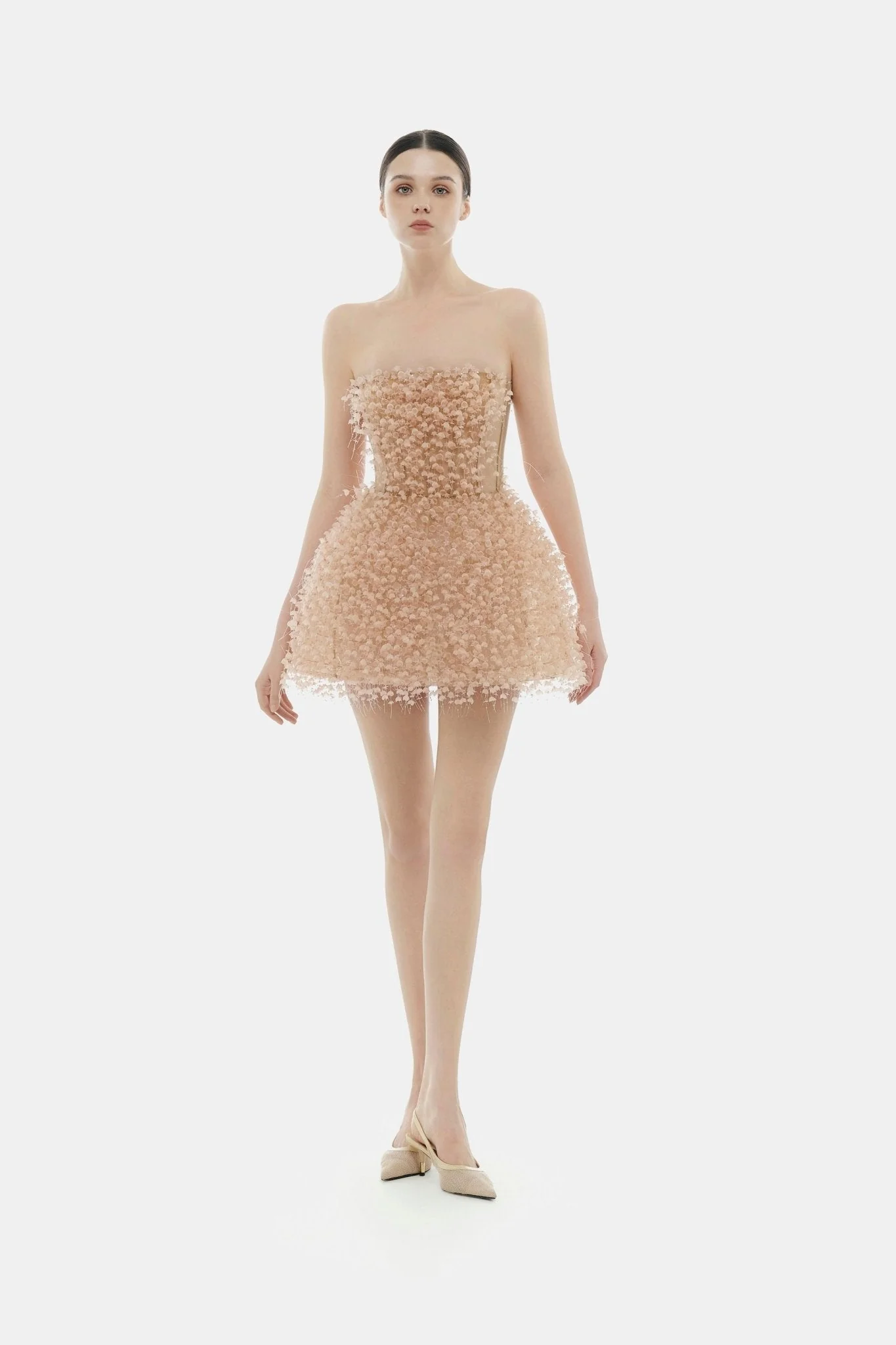 Peach Flowers Mini Dress - Image 3