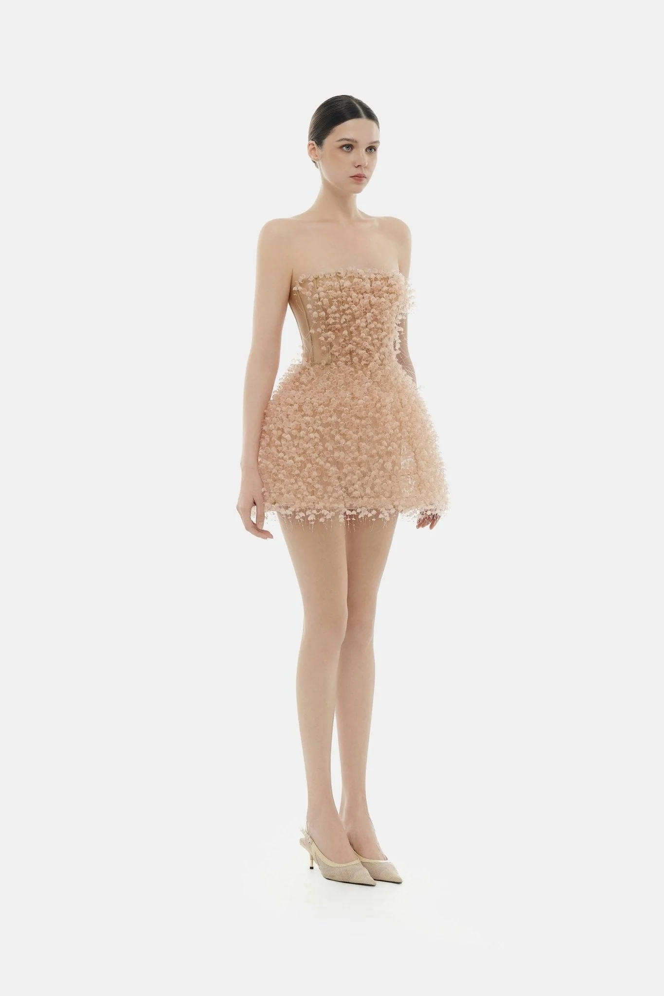 Peach Flowers Mini Dress - Image 4