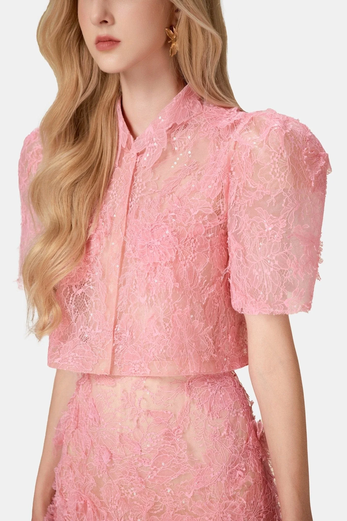 Pink Beaded Lace Top - Image 5