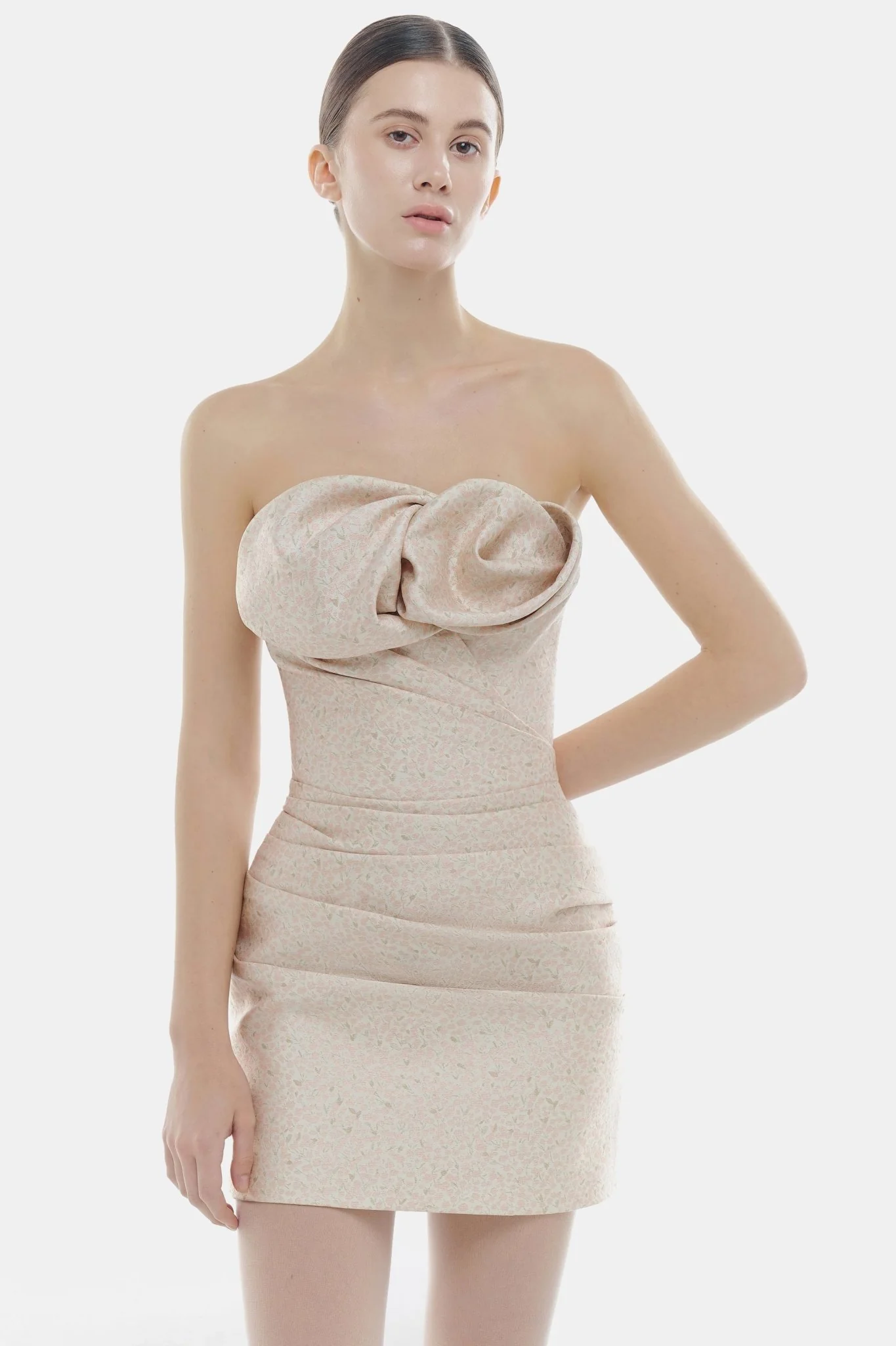 Pink Draped Tube Mini Dress - Image 6