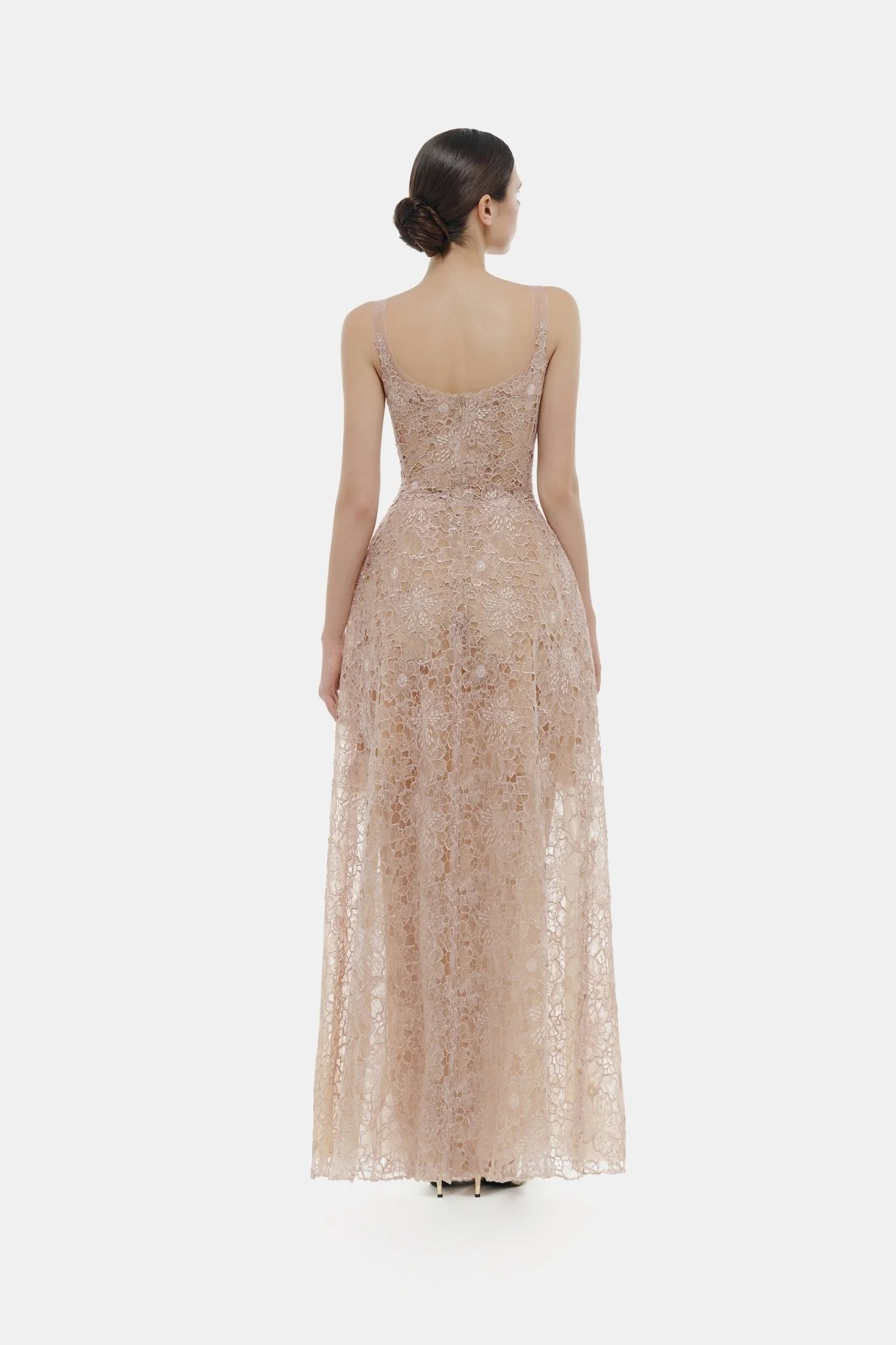 Pink Flower Lace Maxi Dress - Image 5