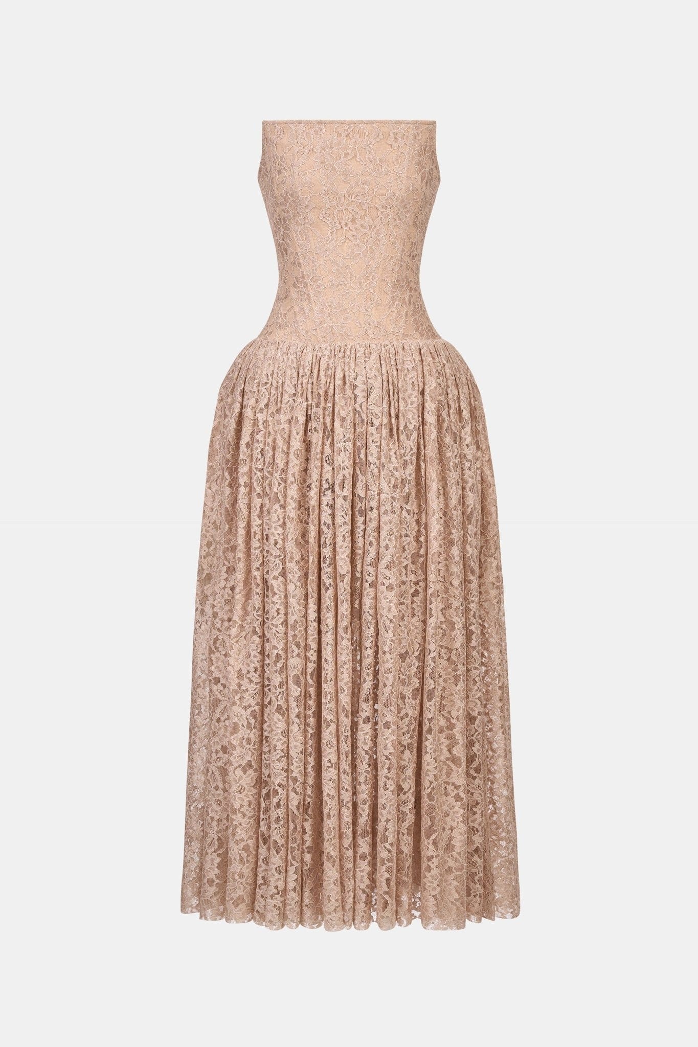Pink Lace Corset Midi Dress