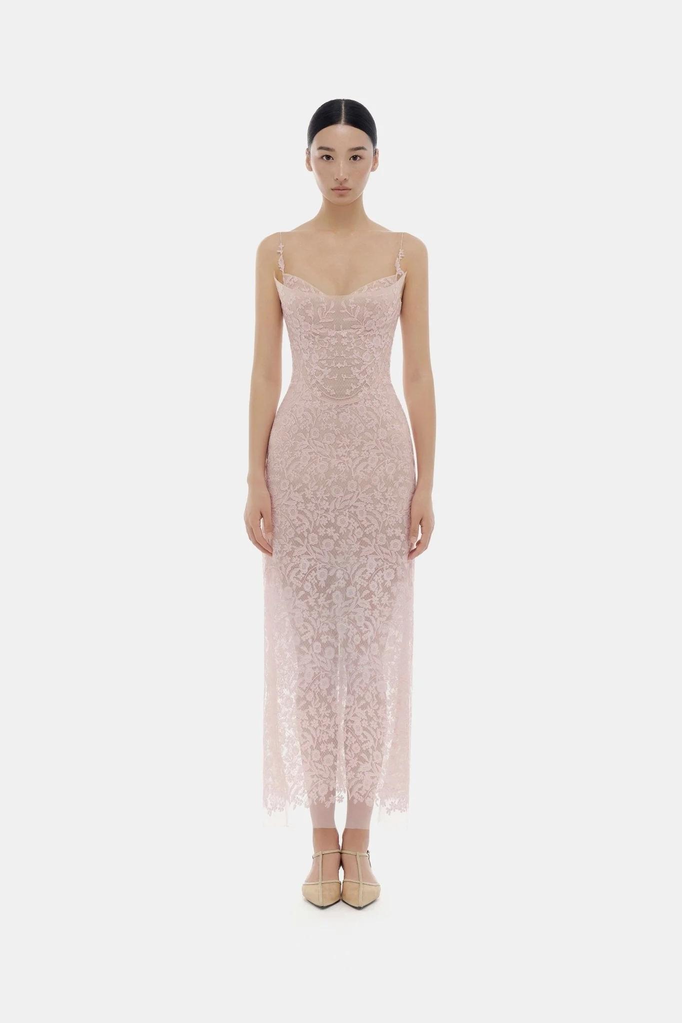 Pink Lace Midi Dress - Image 2