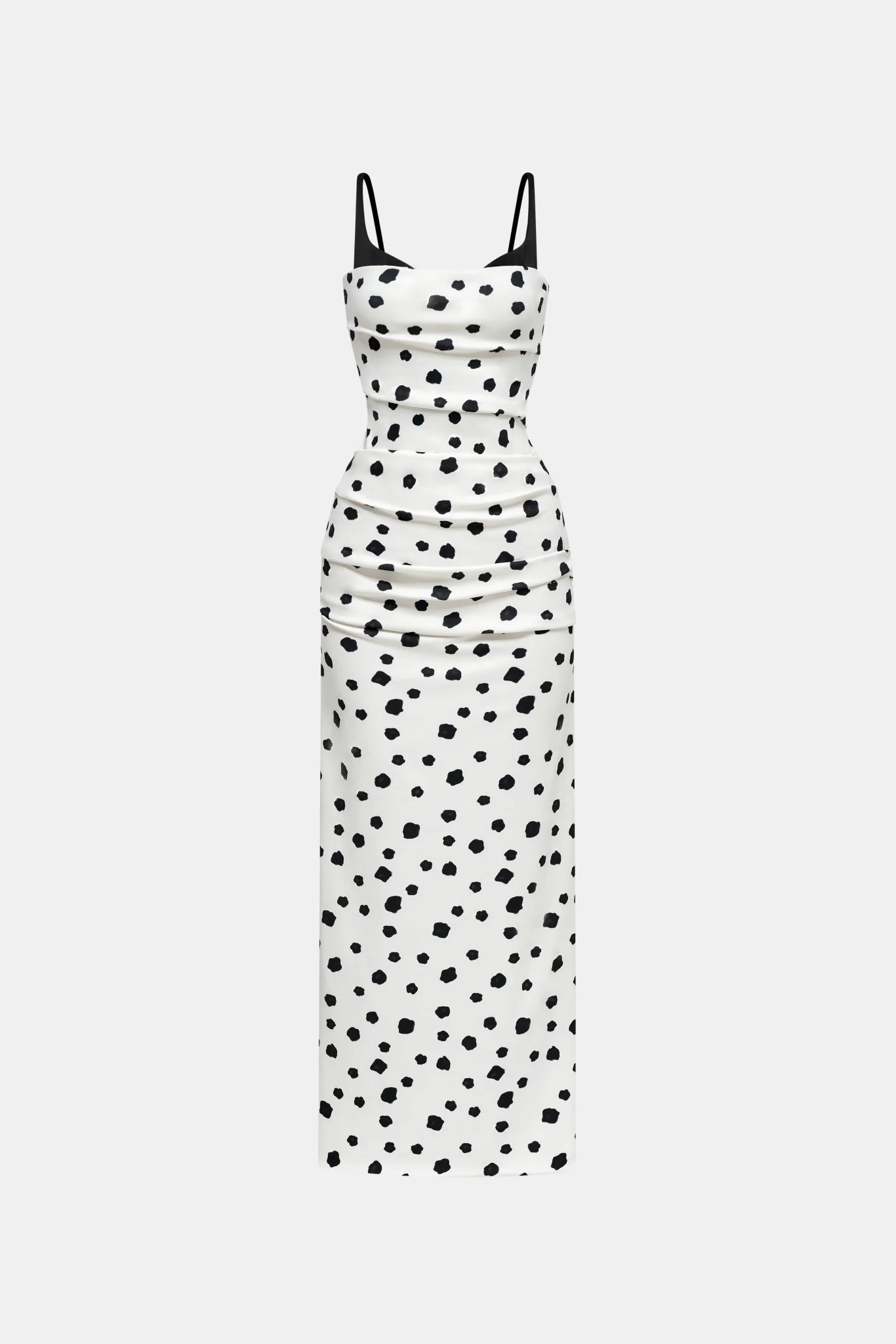 Polka Dot Draped Midi Dress