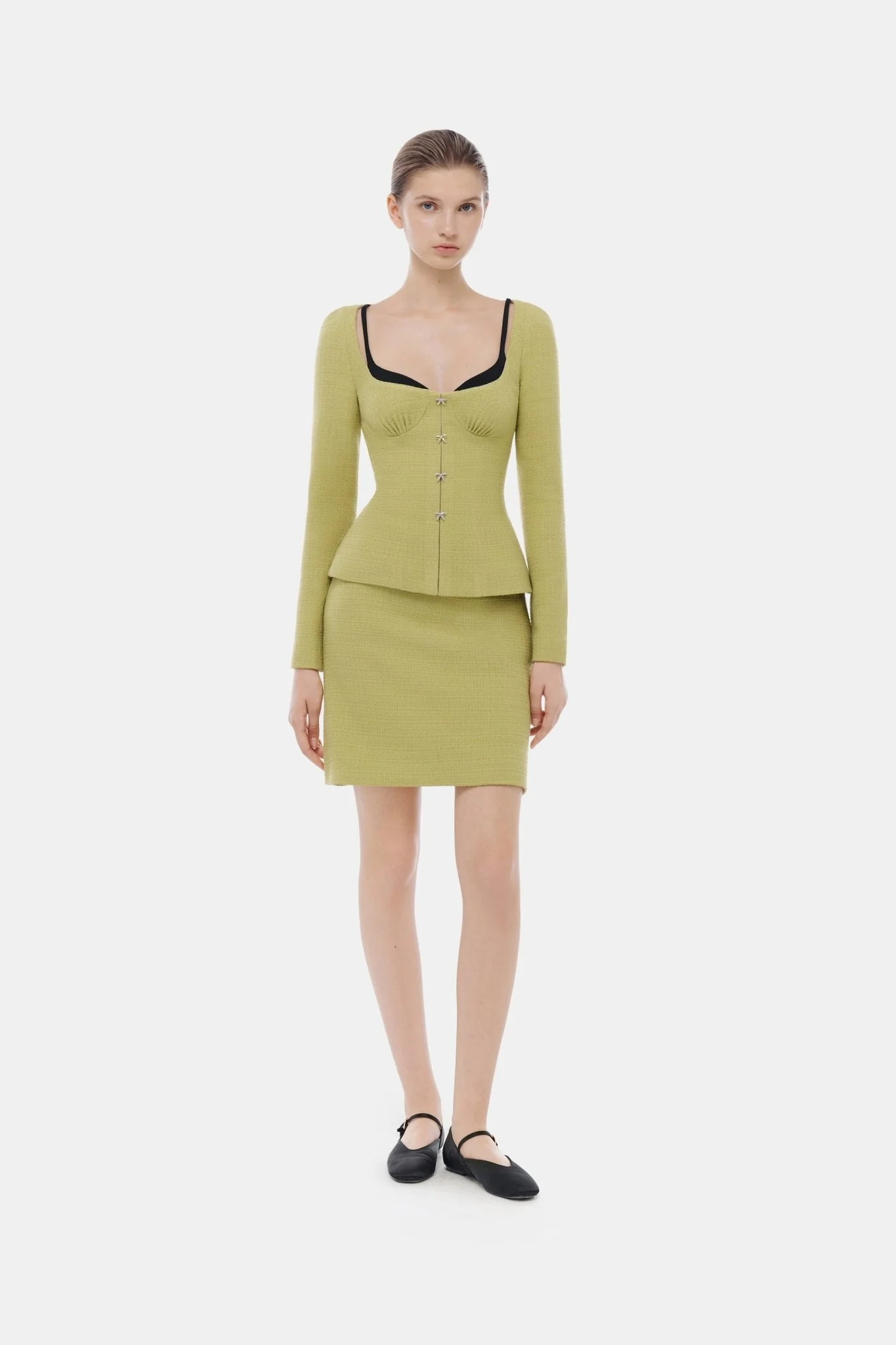 Lime Tweed Corset Blazer - Image 2