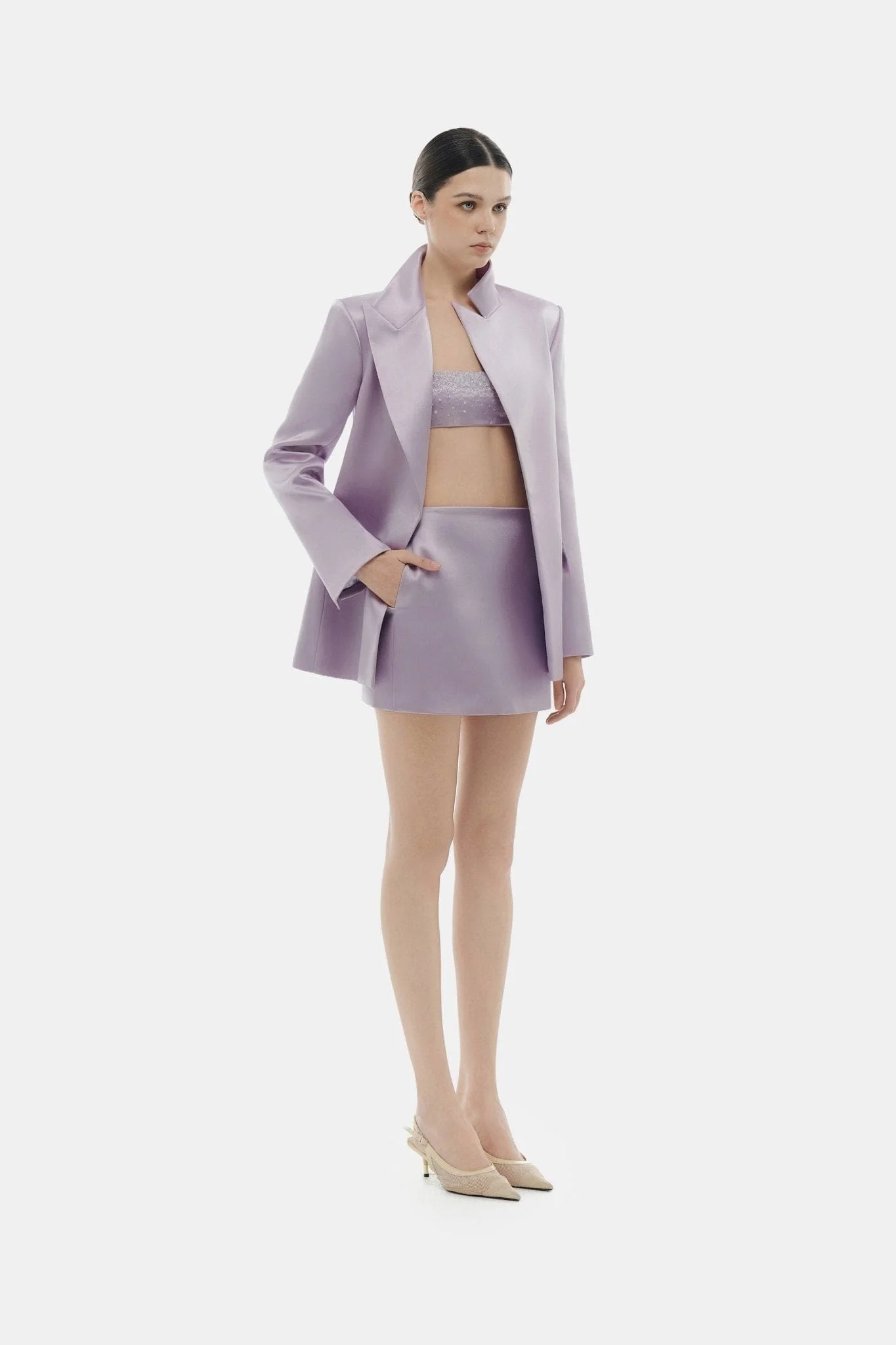 Violet Silk Blazer - Image 3