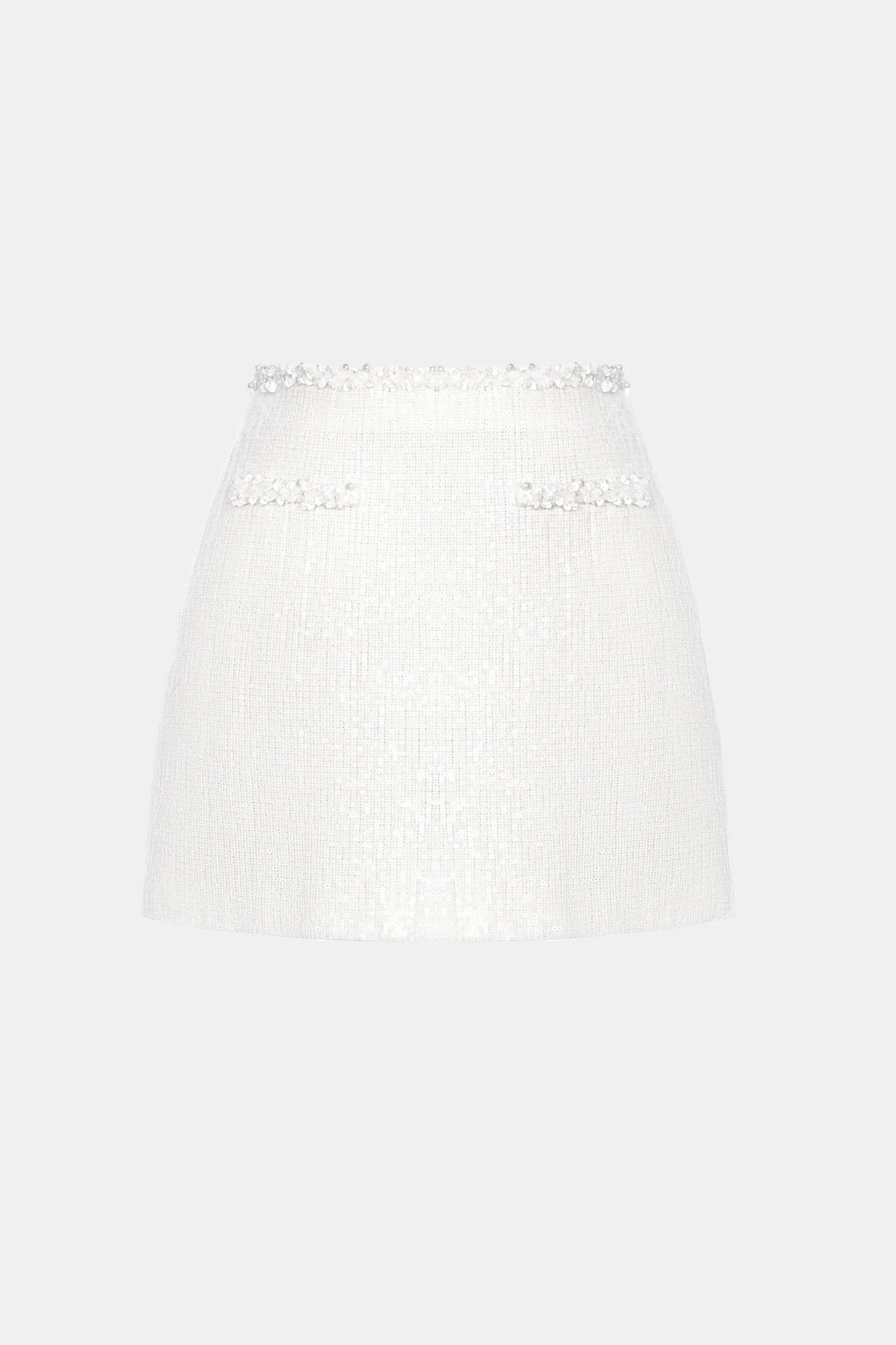 White Beaded Mini Skirt