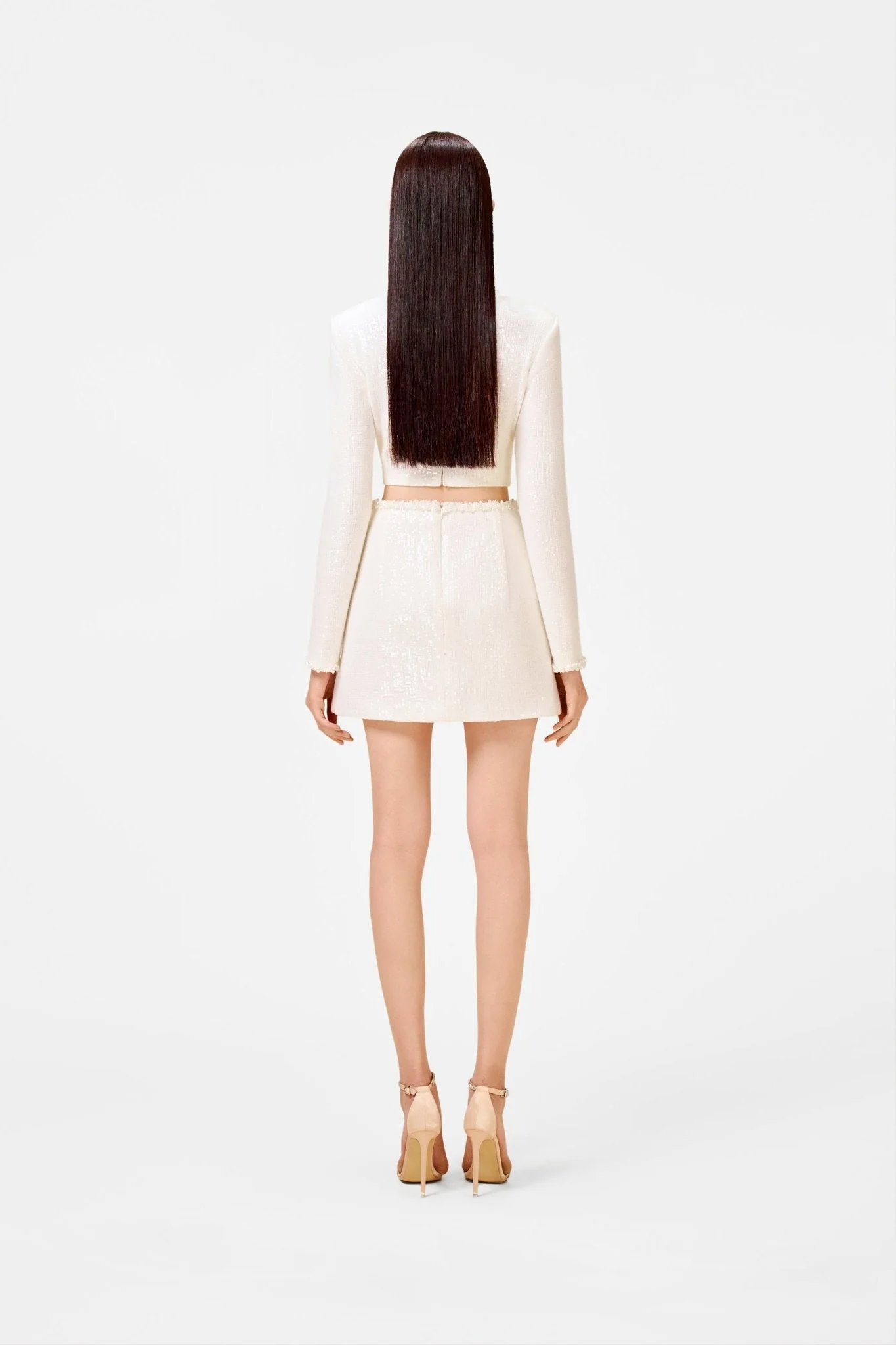 White Beaded Mini Skirt - Image 4