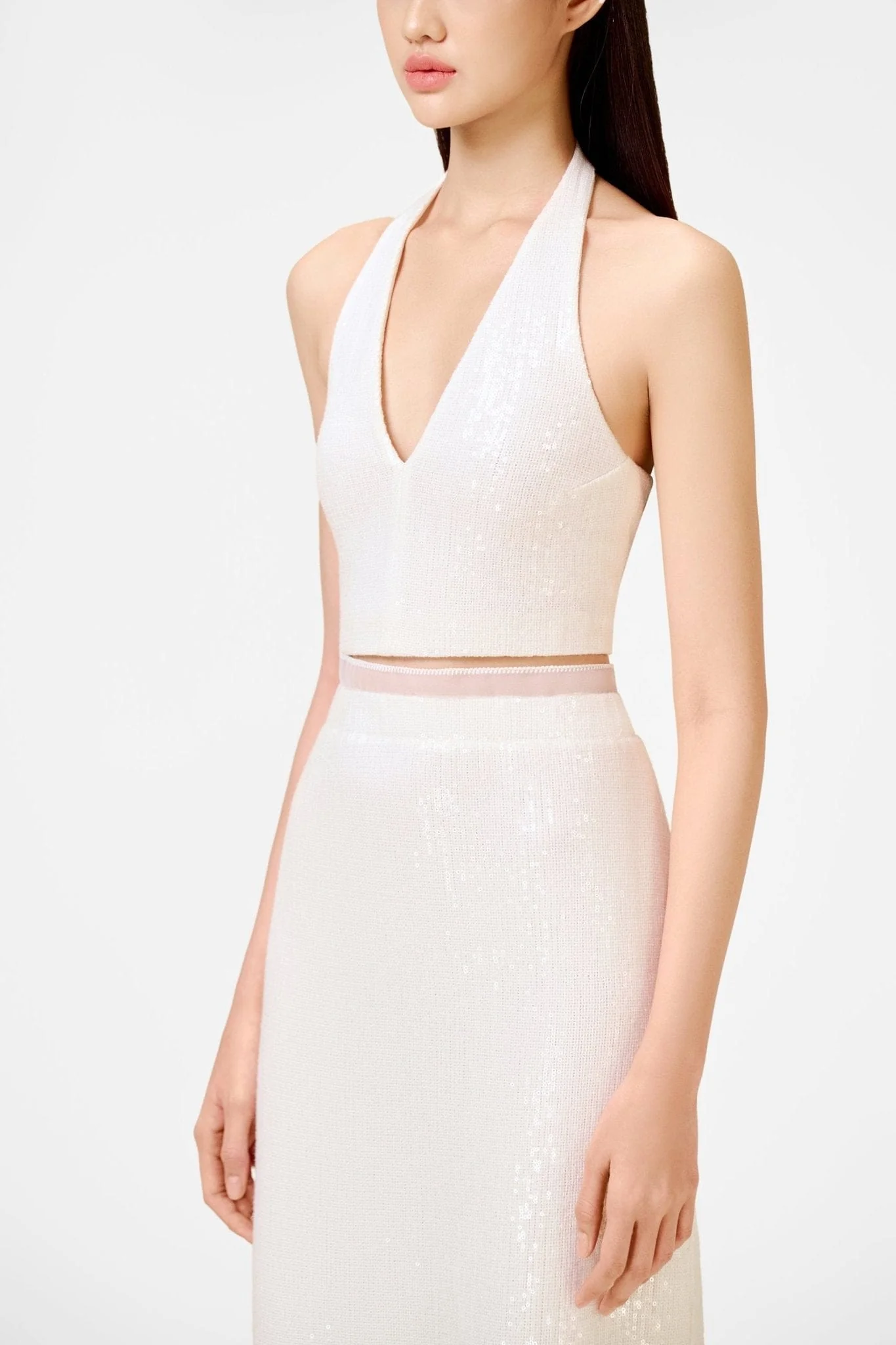 White Beaded Pencil Skirt - Image 5