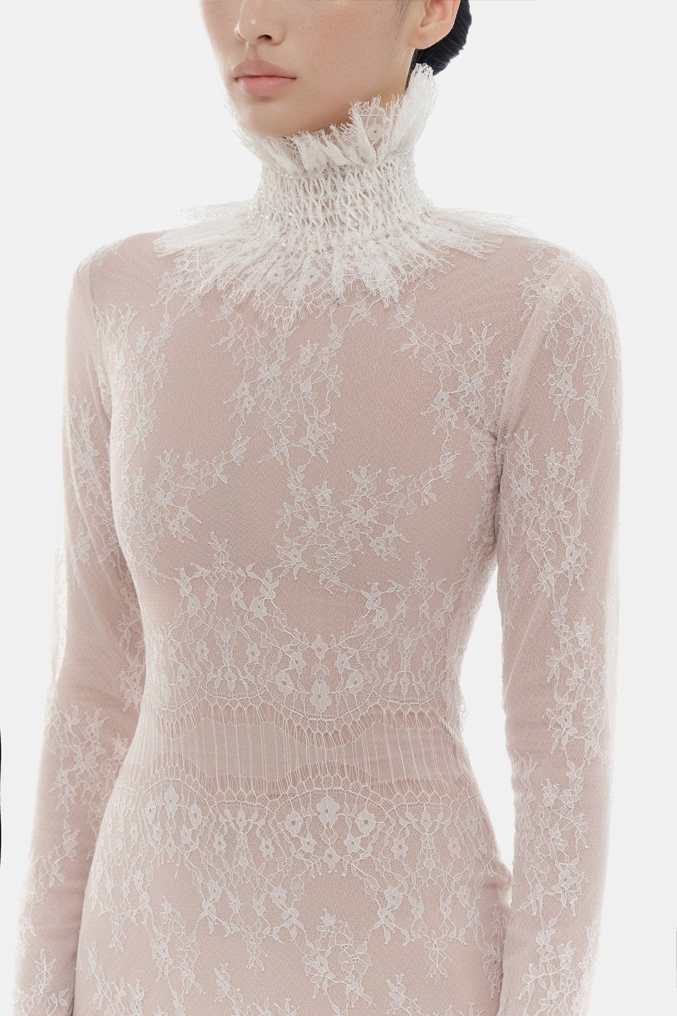 White Floral Lace Maxi Dress - Image 5