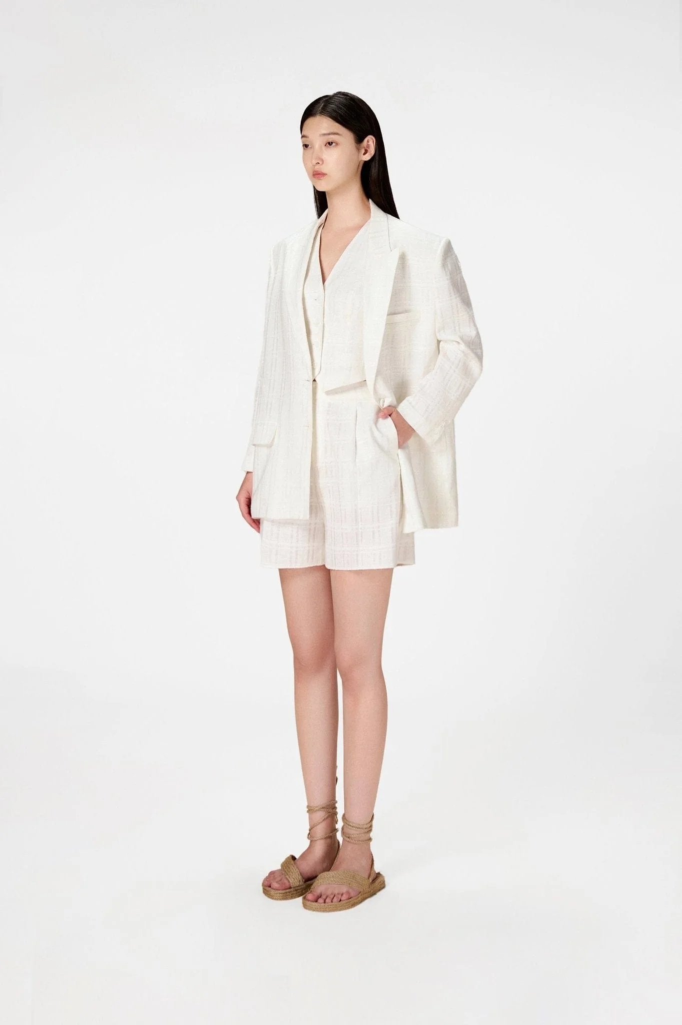 White Linen Blazer - Image 3