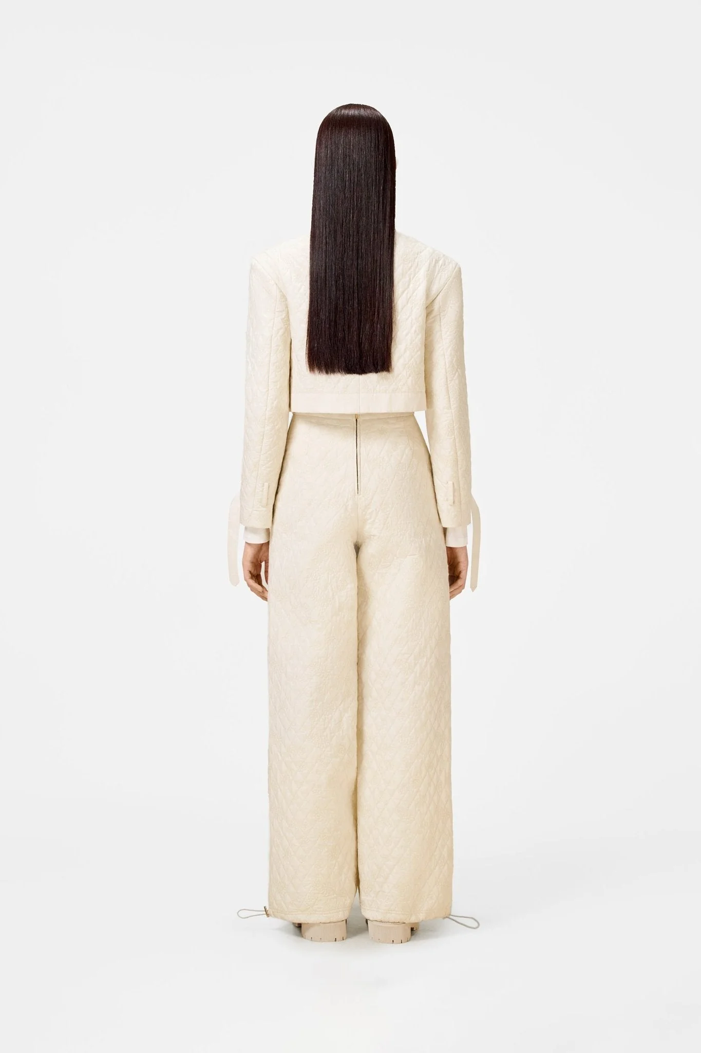 White Quilted Trench Coat - Image 4