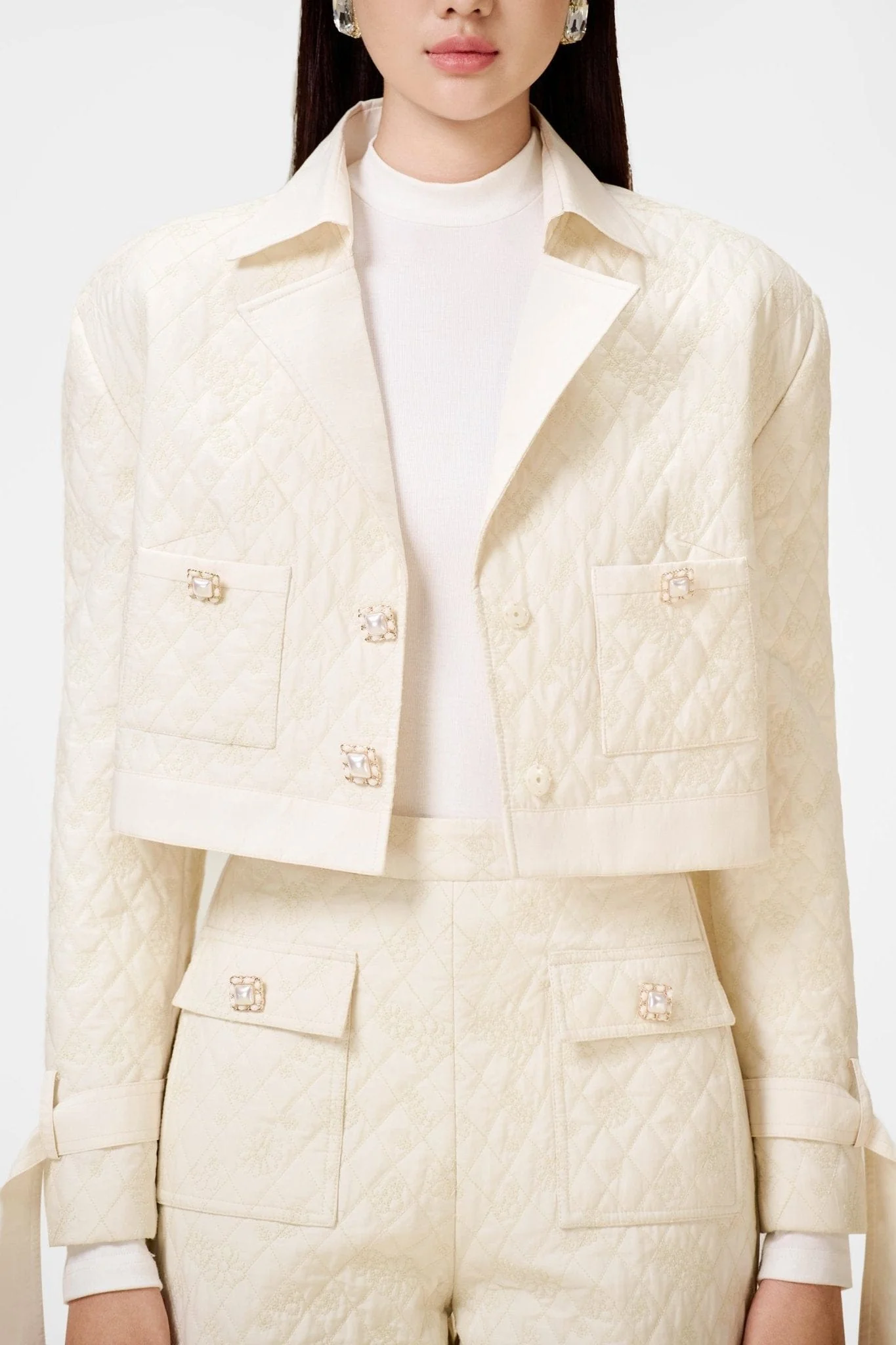 White Quilted Trench Coat - Image 5
